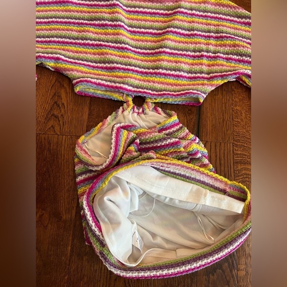 Acoa‎ Cut Out Dress Women S 70s Retro Colorful Mini Boho Bodycon Lined NWT $114 - Picture 7 of 11